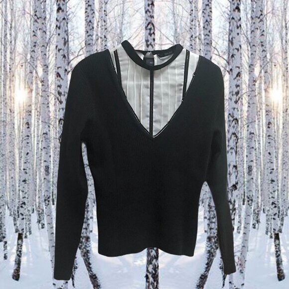 Cute Mexx Black V Neck Sweater with Pretty looped yarn on Neckline - Picture 5 of 9